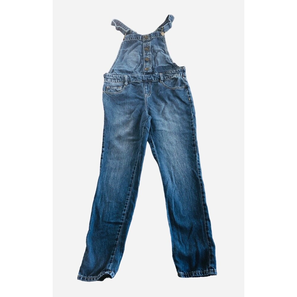 Cat & Jack Girls Large (10-12) Very Soft Blue Denim Overall Jeans W/Belt Loops